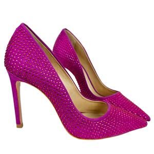 Schutz Lou Crystal Nubuck Suede & Rhinestones Pump in Bright Violet, Size 5.5